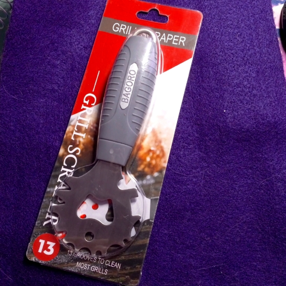 Grill scraper grate cleaner with bottle opener